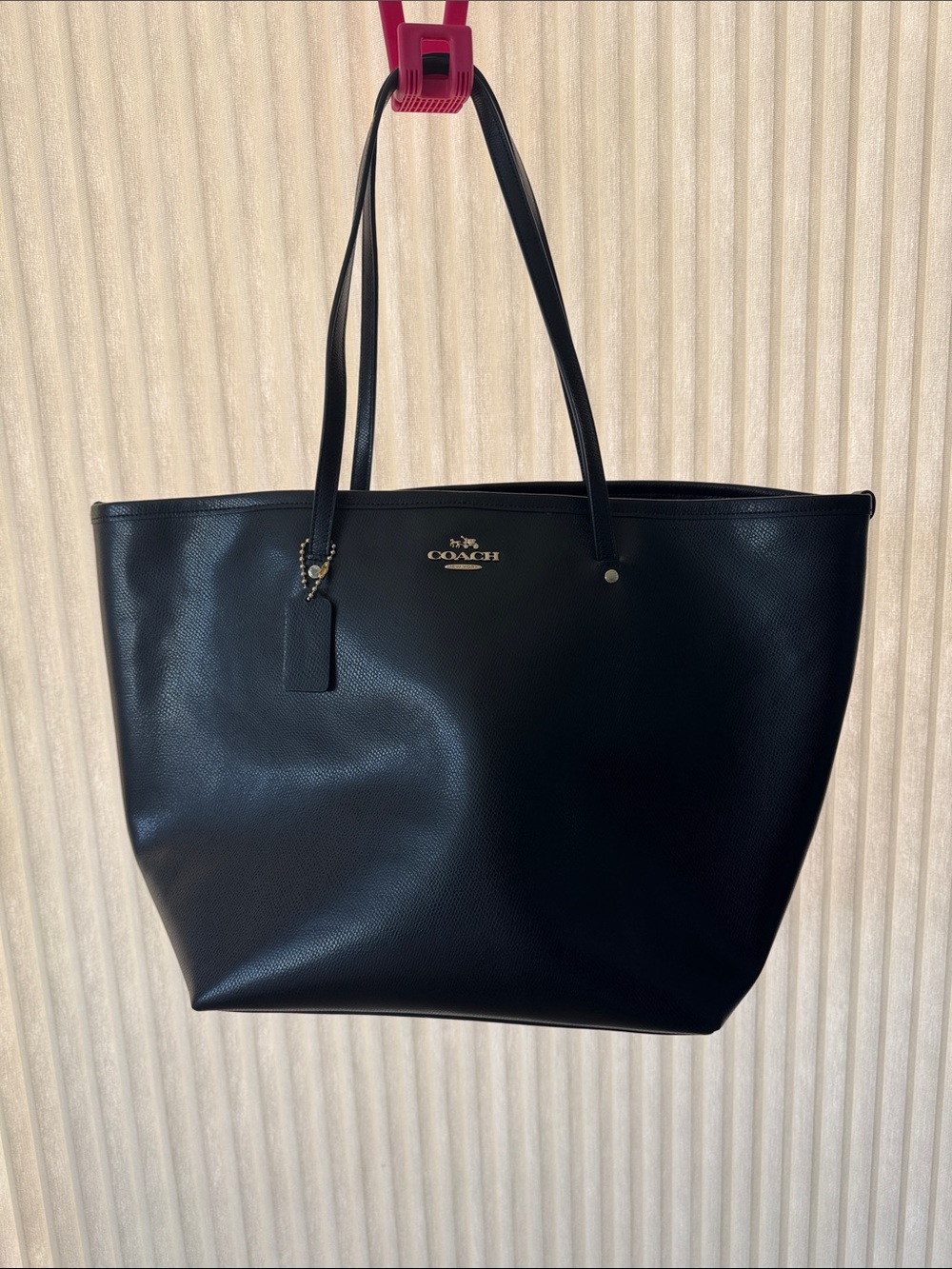 Coach Black Leather Tote with Gold Logo